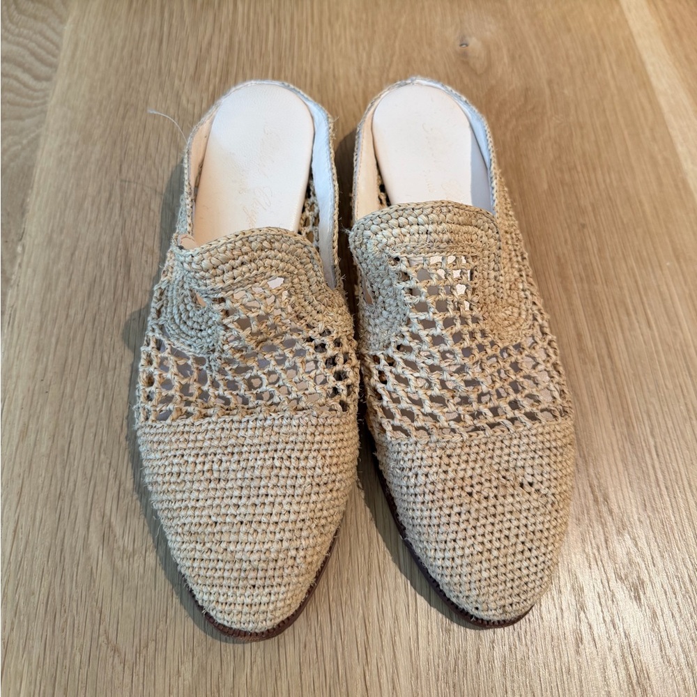 Robert Clergerie Beige Woven Mules